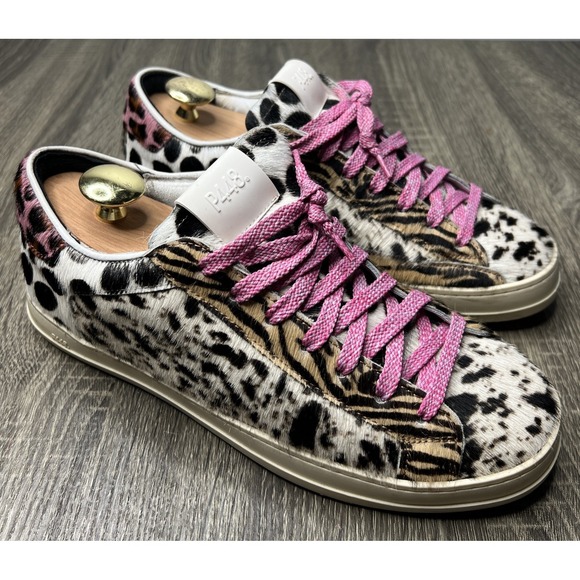 P448 Shoes - P448 John Low Top Sneakers Multifur Calf Pony Leather Womens US 10 EU 40 EUC!